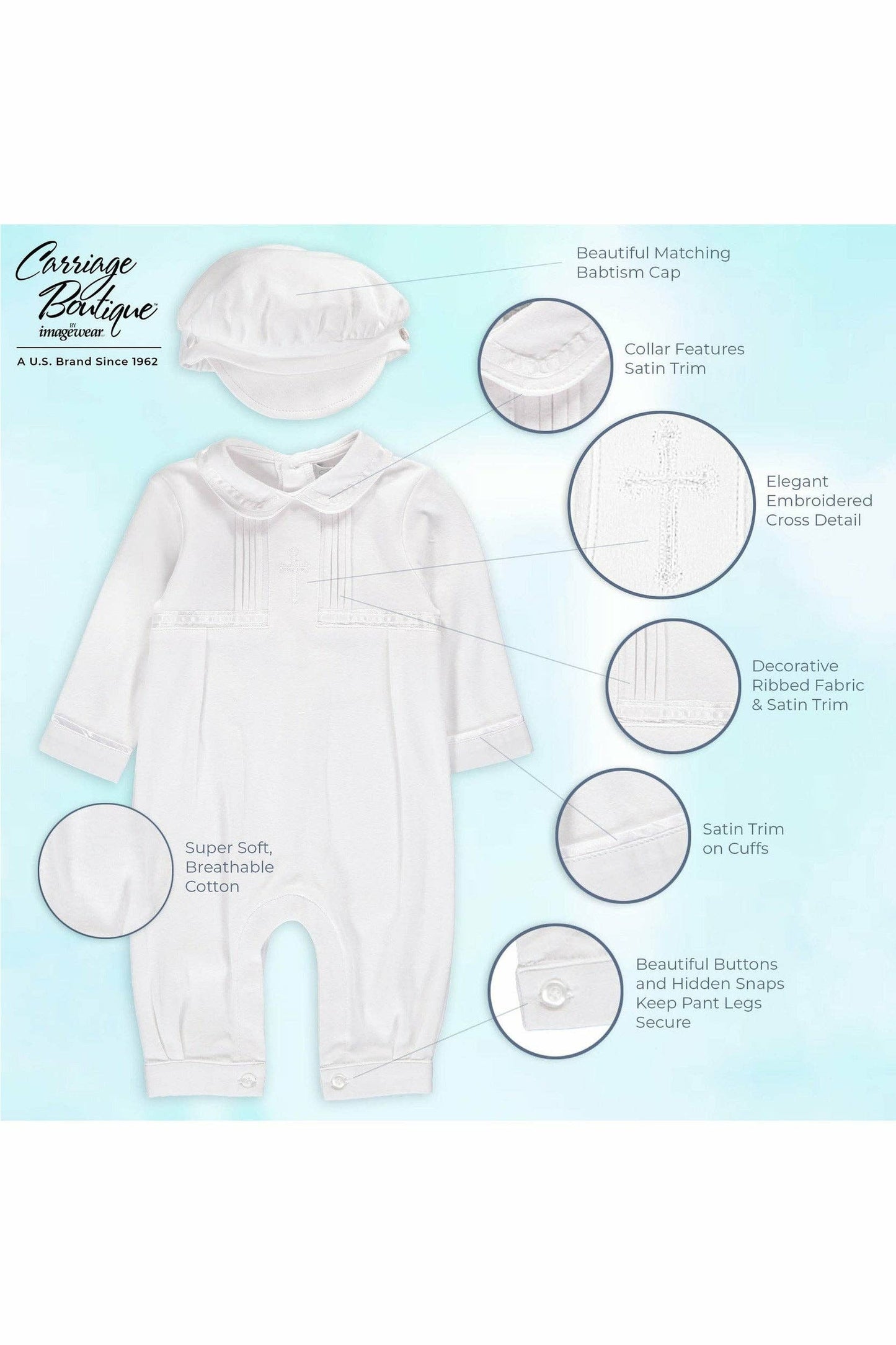 Carriage Boutique Baby Boy Elegant Christening Outfit with H