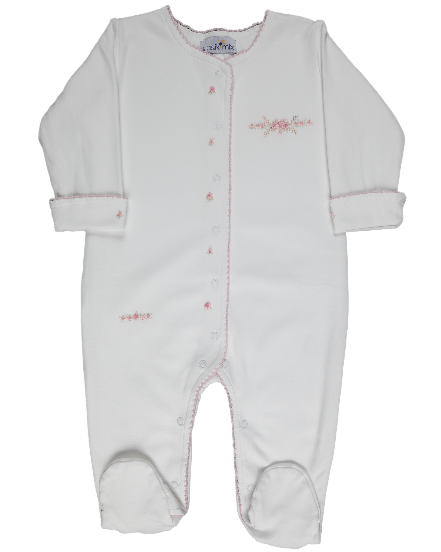 Baby Girl Embroidered Roses Pima Footie
