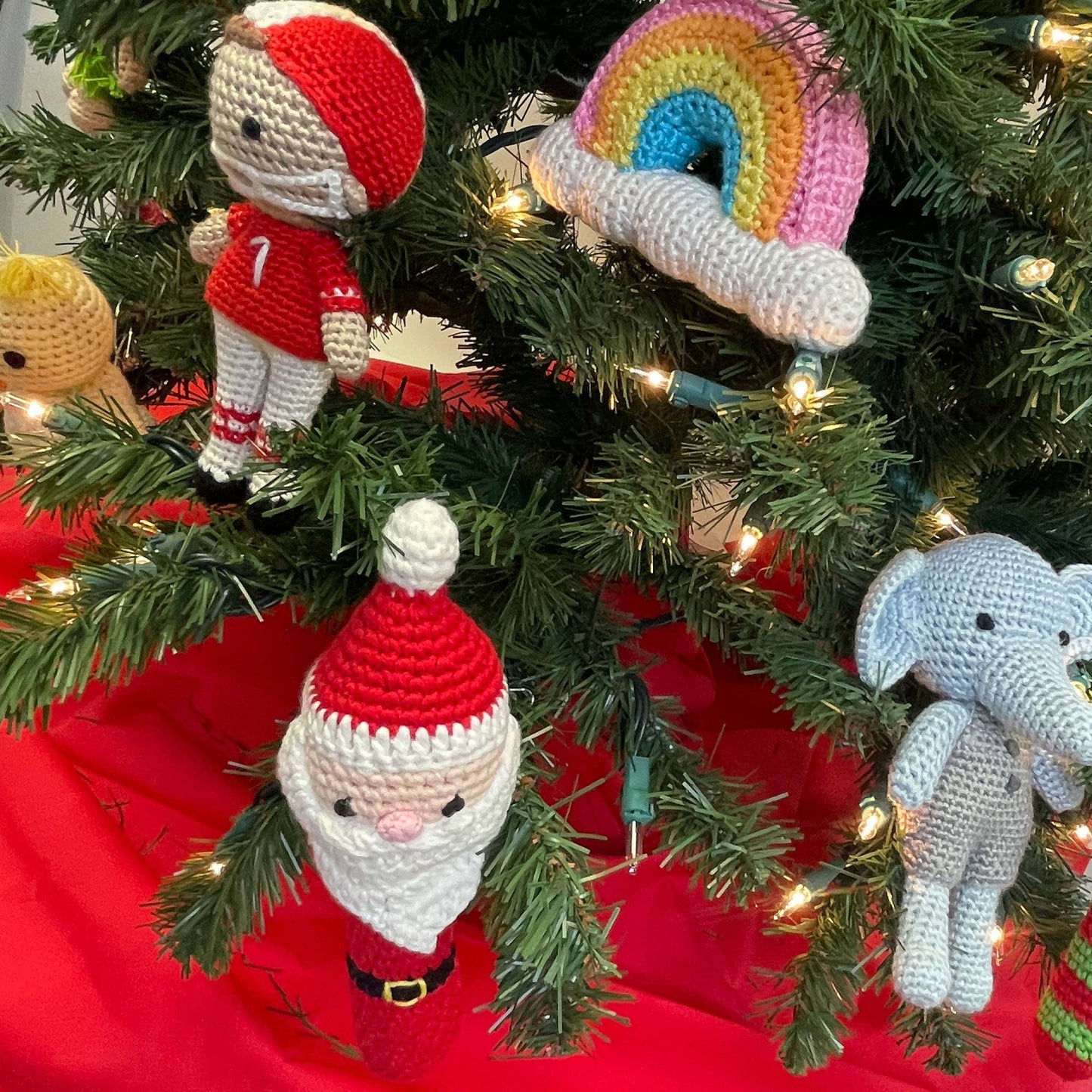 Santa Hand-Crochet Stick Rattle