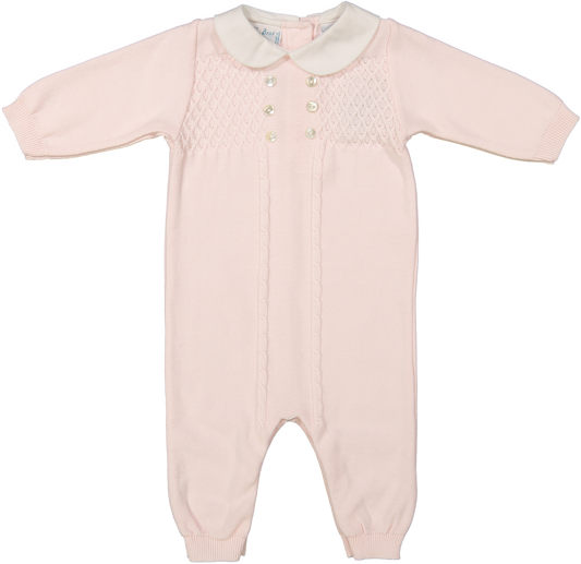 Baby Girls & Boys Diamond Lattice Knit Longall Footie