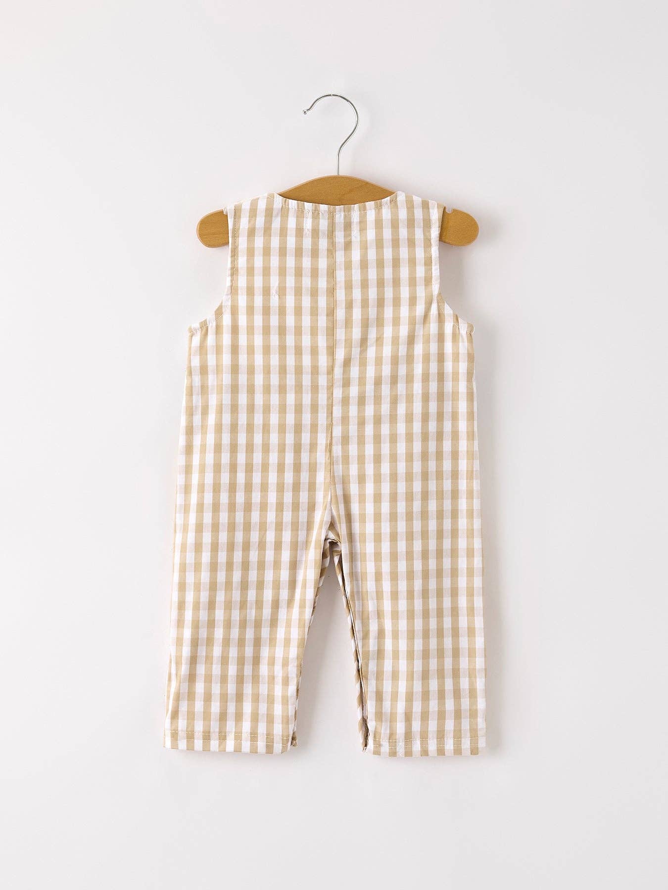 Thanksgiving Plaid Embroidered Smocked Boys Romper