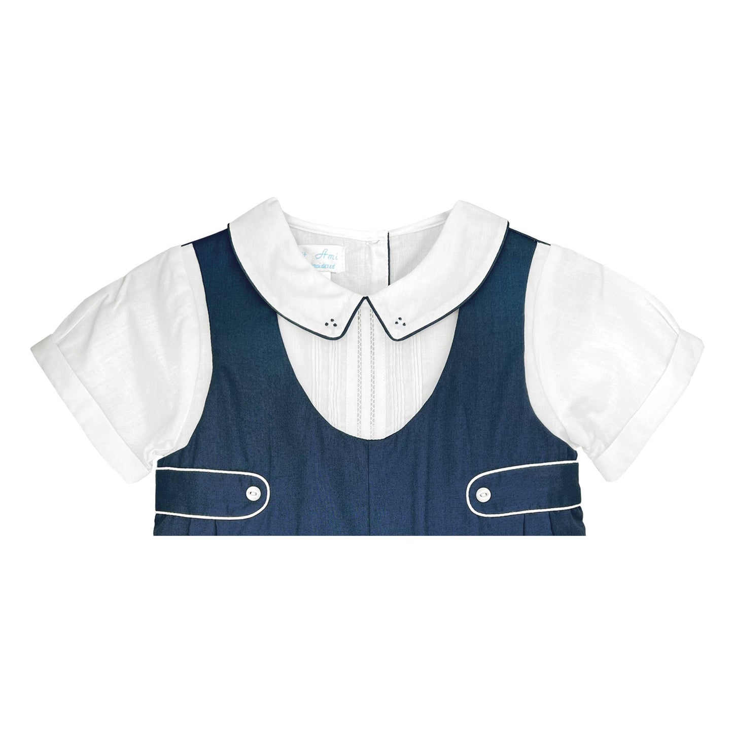 Navy Romper with Side Tabs