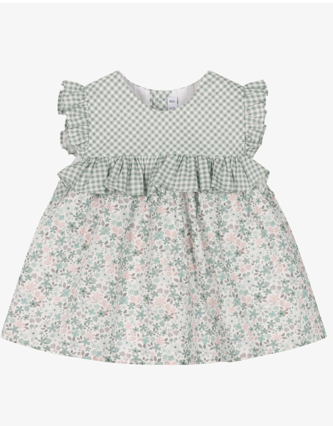Baby Girls Green Floral Cotton Dress