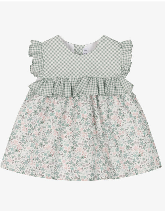 Baby Girls Green Floral Cotton Dress