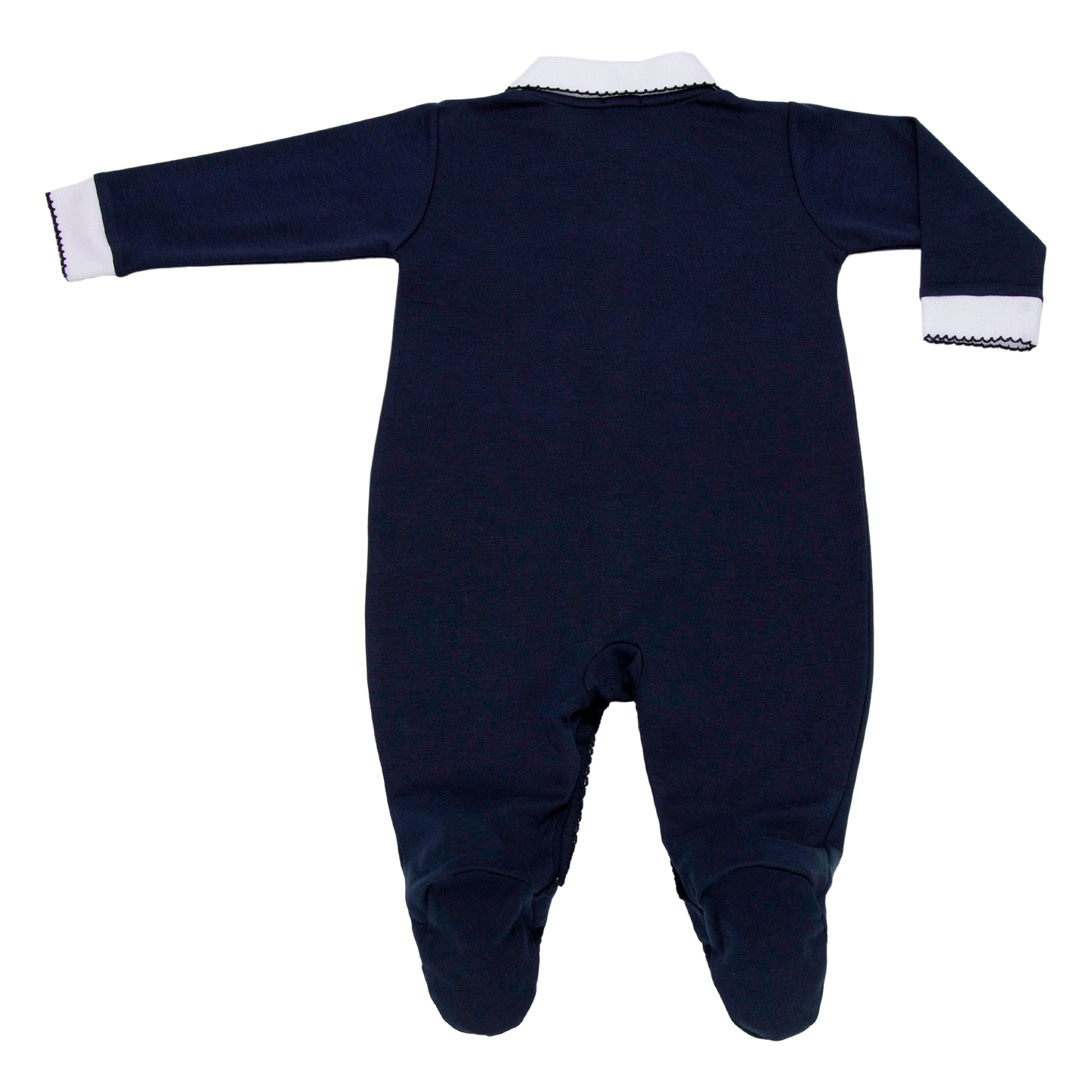 Navy Boat Embroidered Pima Footie