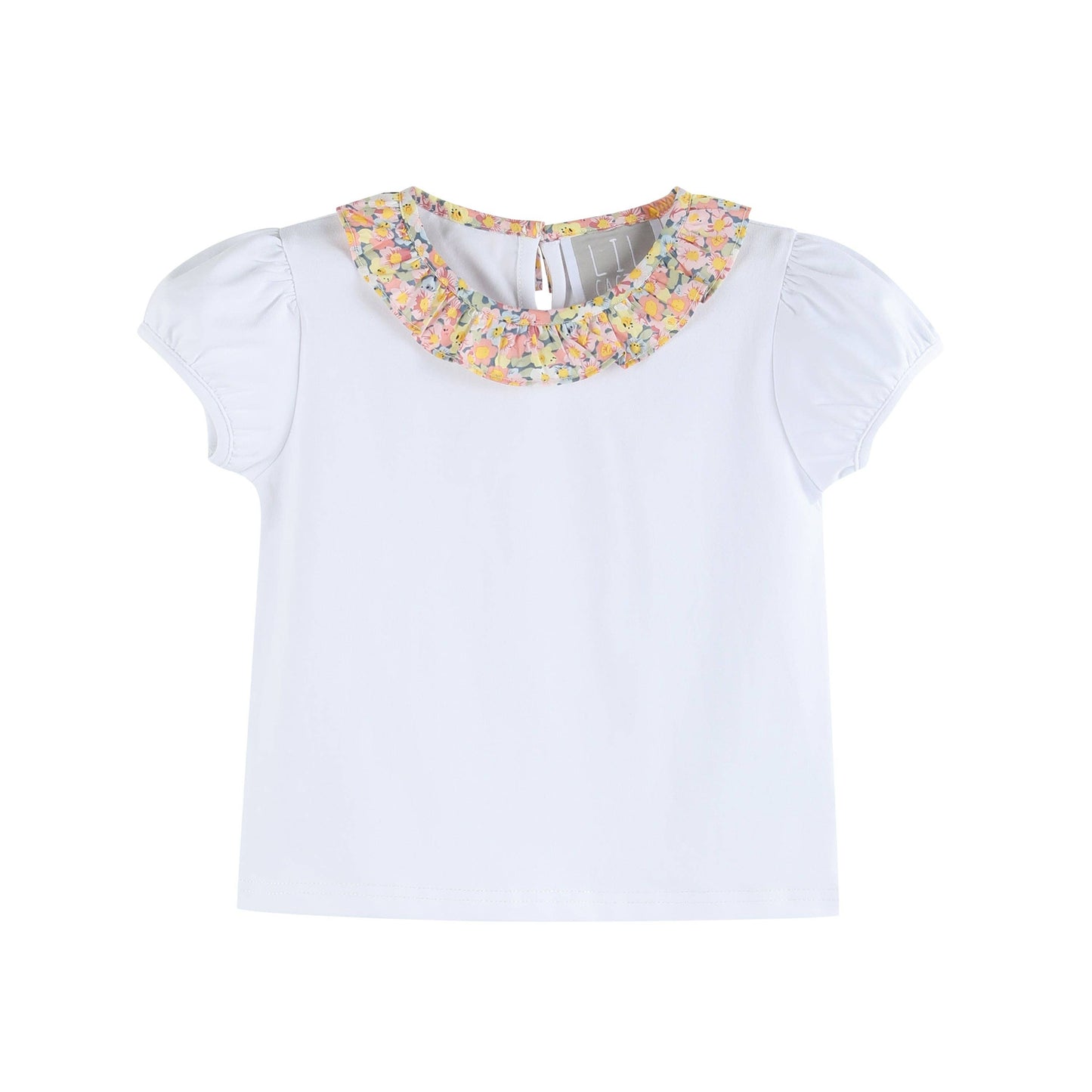 Peach Floral Print Skort and Collared Ruffle Shirt 2pc Set