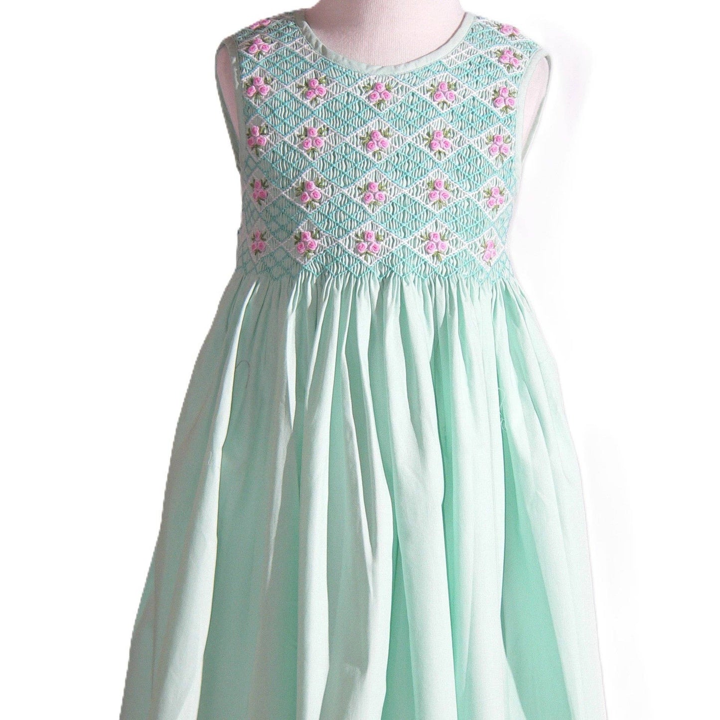 Mint Geometric Smocked Dress