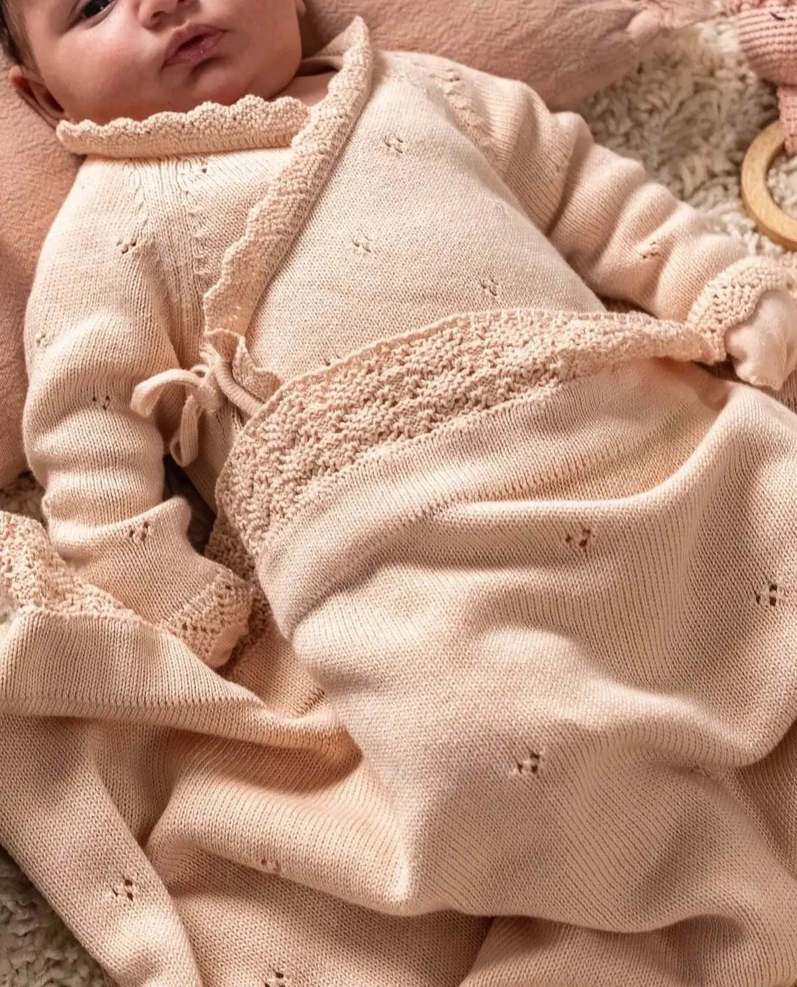 Knitted Newborn Baby Coming Home Outfit Layette Set Cotton