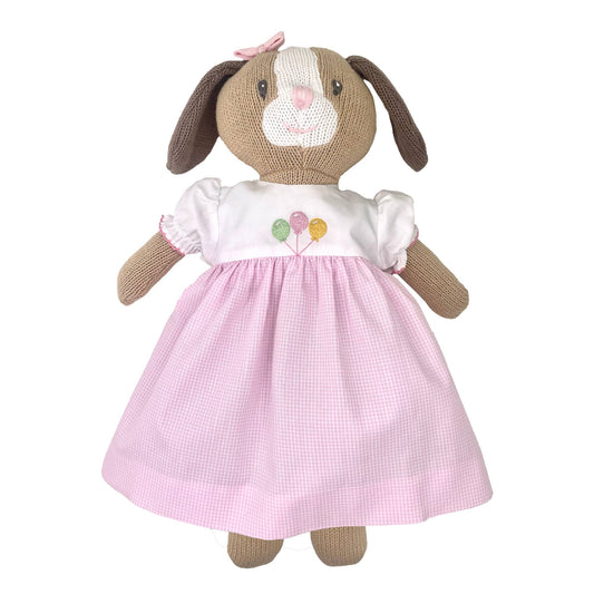 Knit Dog Doll with Birthday Dress