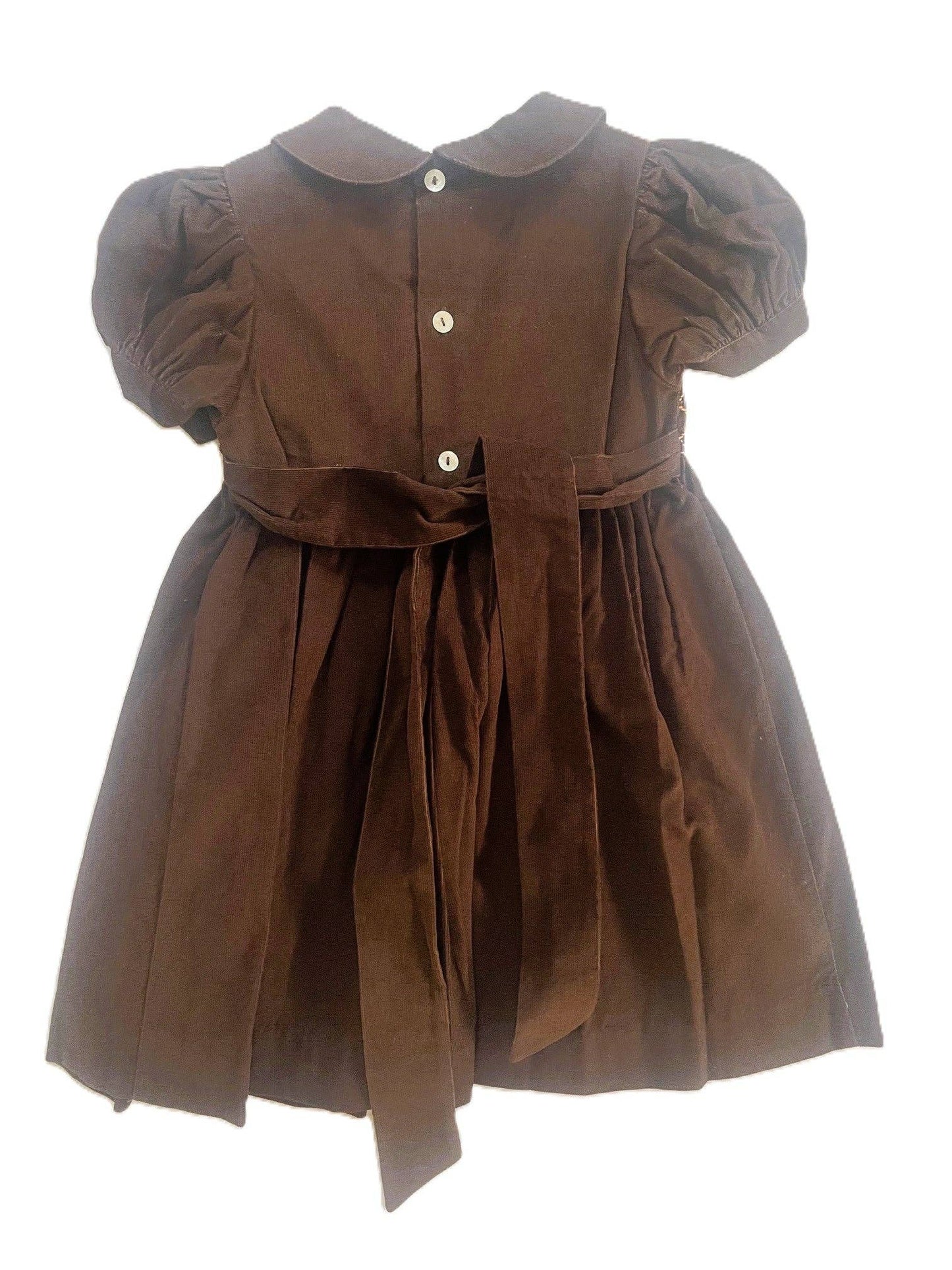 Brown Corduroy Smocked Dress