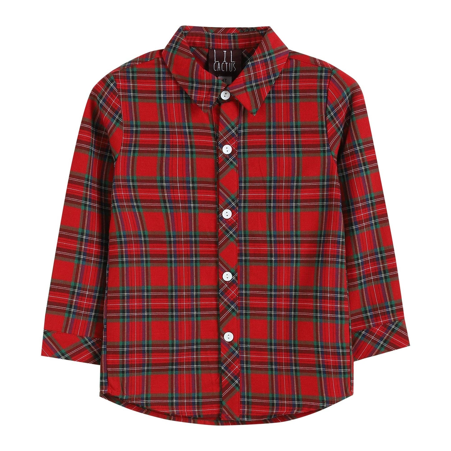 Red and Green Plaid Boy Dress Shirt