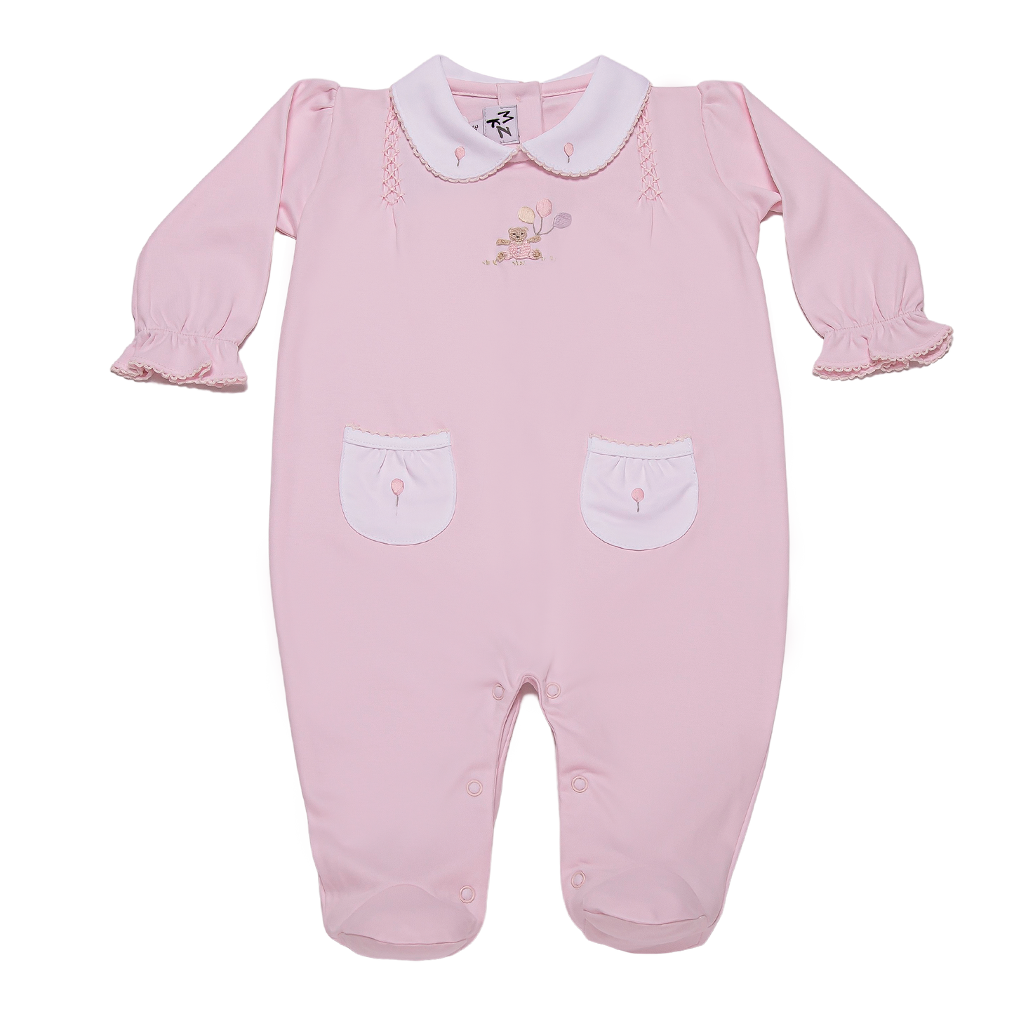 Pink Bear & Balloon Pima Cotton Footie