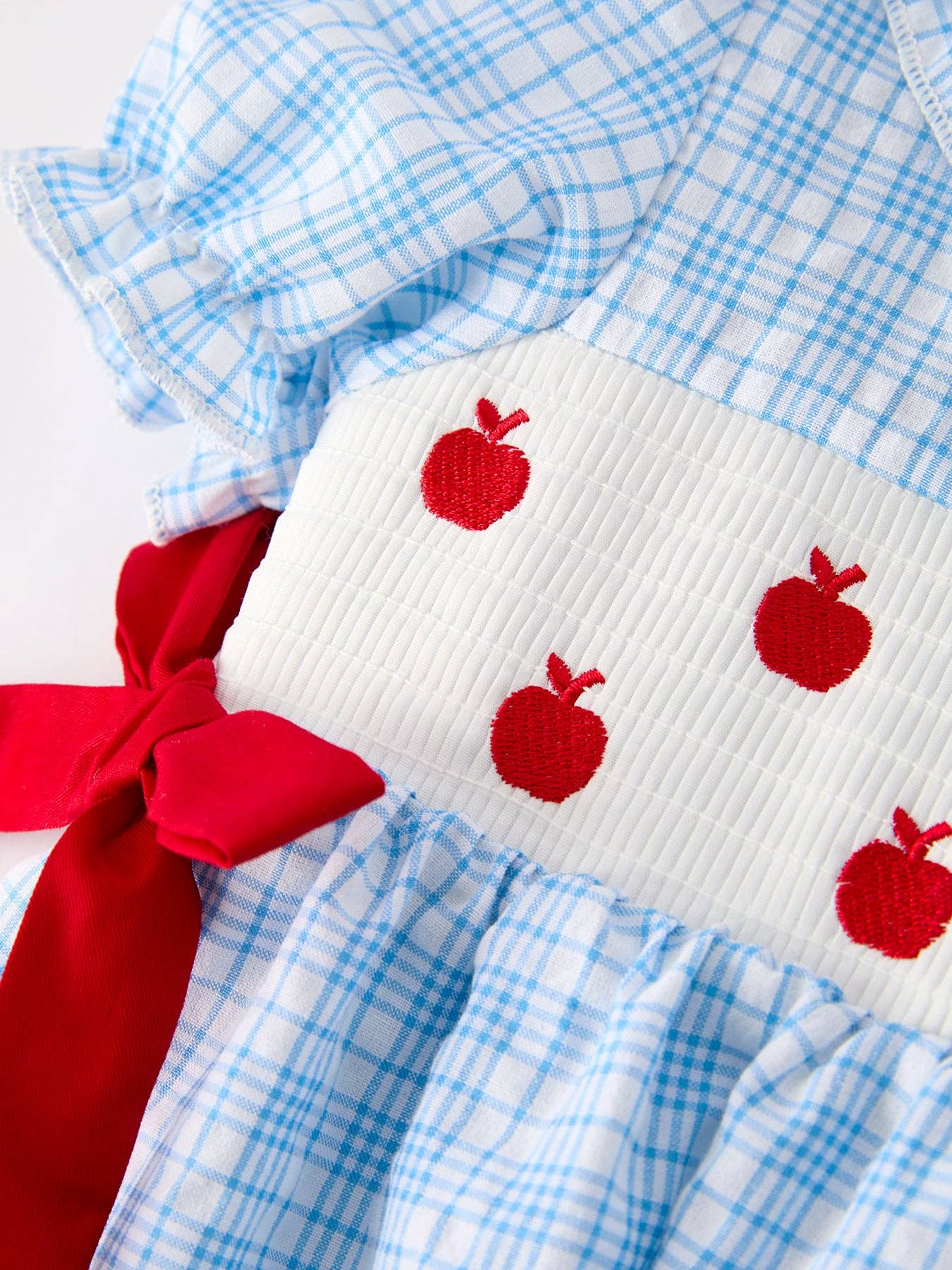 Back To School Blue Plaid Girls Cotton Dress