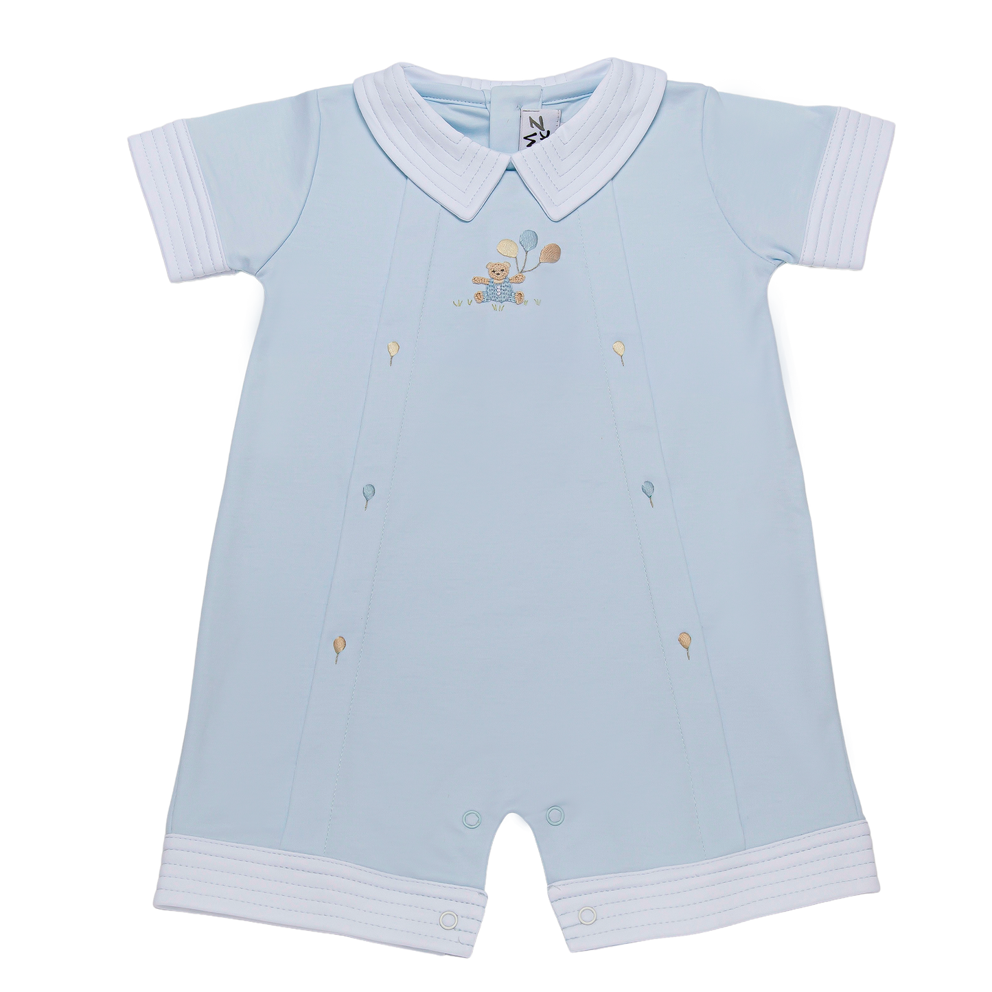 Blue Bear & Balloon Pima Cotton Romper