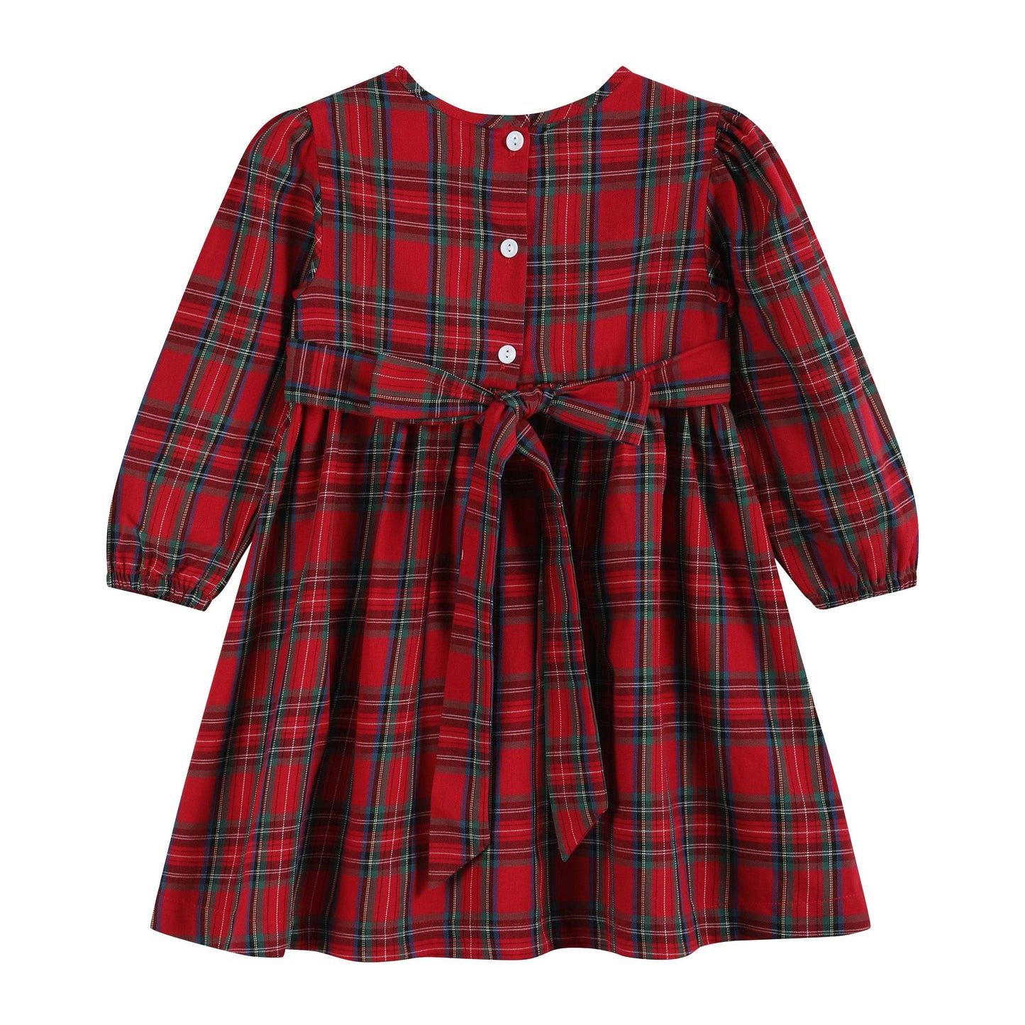 Red and Green Christmas Plaid Smocked Dress