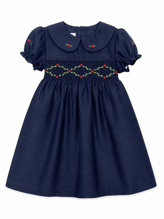 Navy Embroidered Dress for Girls