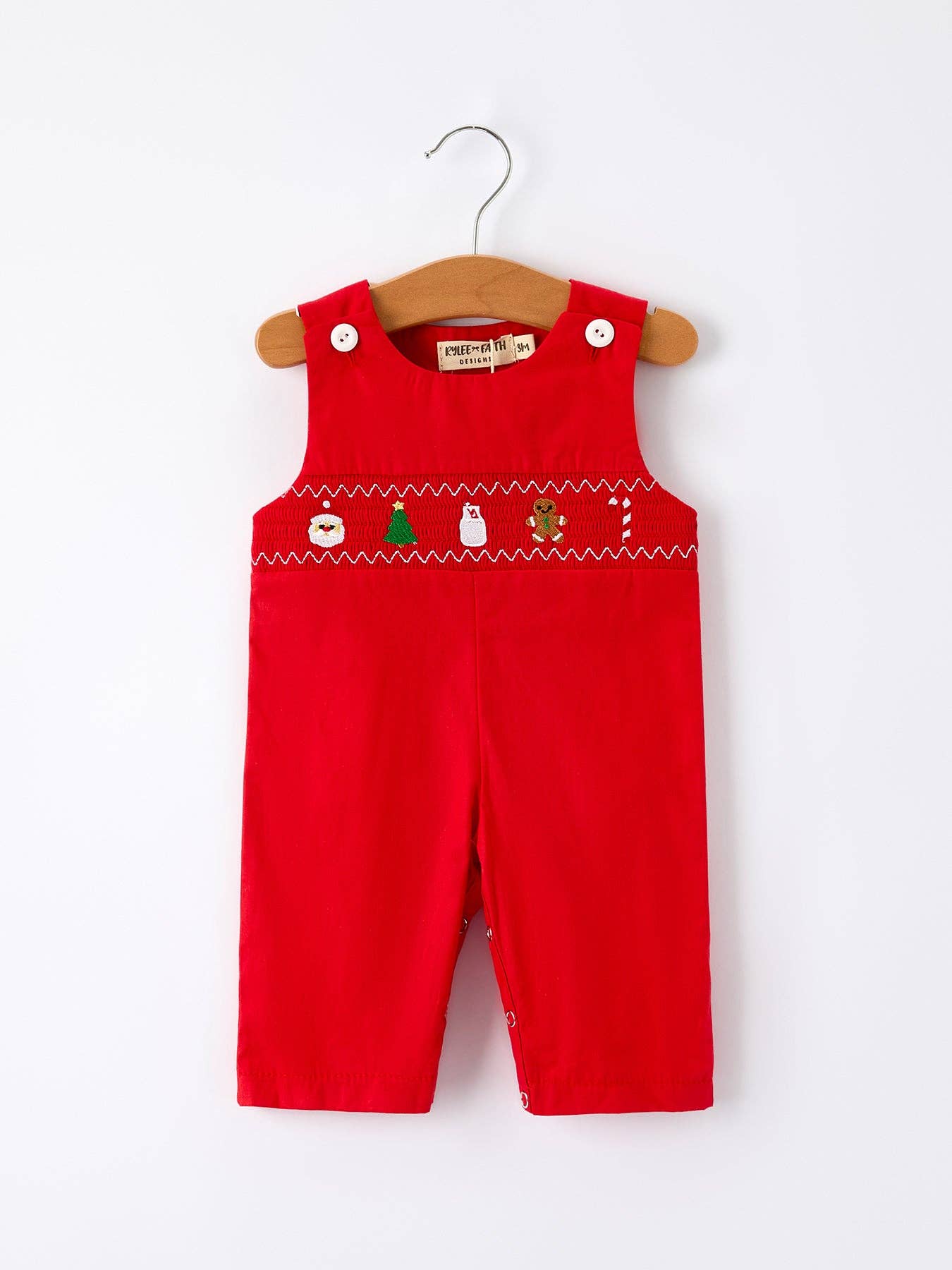 Christmas Gingerbread Embroidered Red Boy Romper