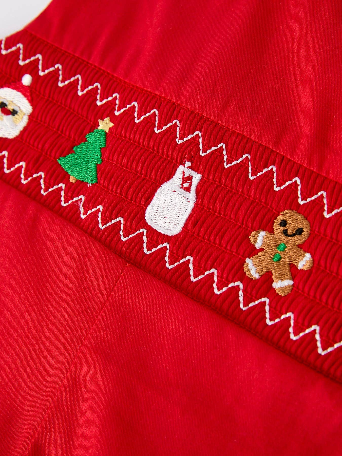 Christmas Gingerbread Embroidered Red Boy Romper