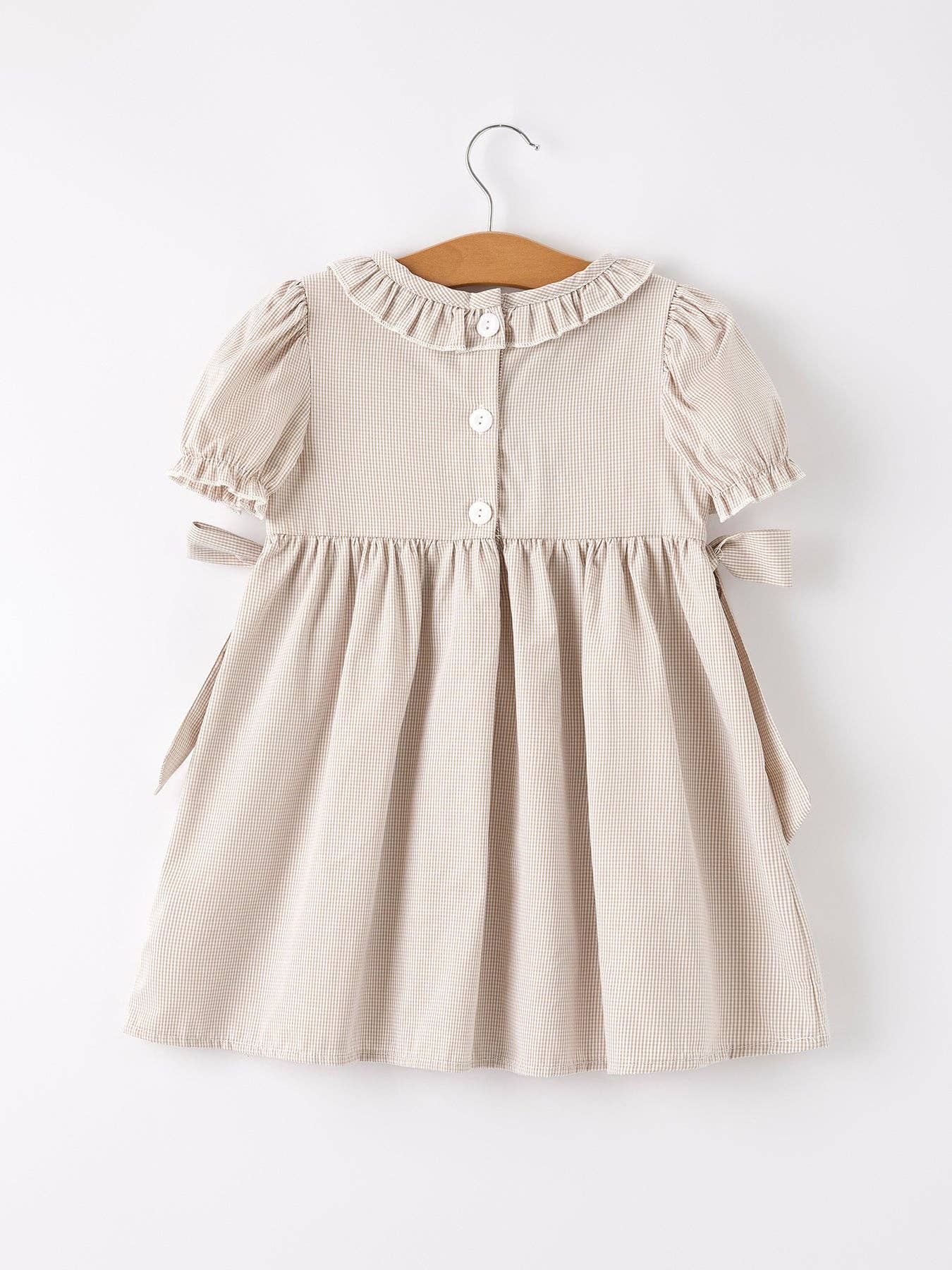 Halloween & Thanksgiving Pumpkin Embroidered Smocked Plaid Girls Dress