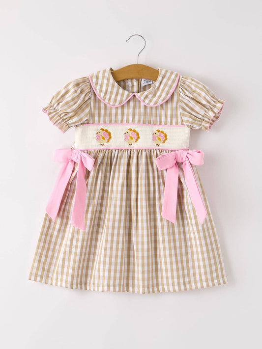 Thanksgiving Embroidered Smocked Girls Dress