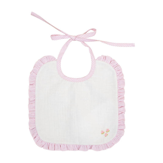Bib Embroidered with Pink Roses
