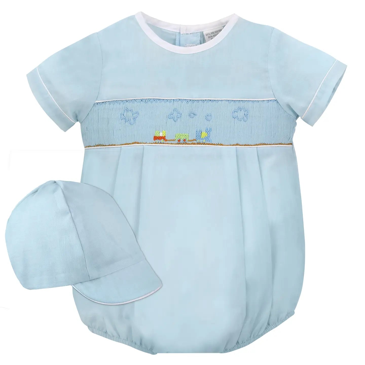 Baby Boy Romper with Hat - Trains