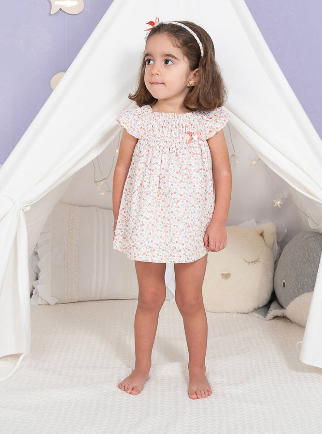 Baby Girls White Fruit Print Dress