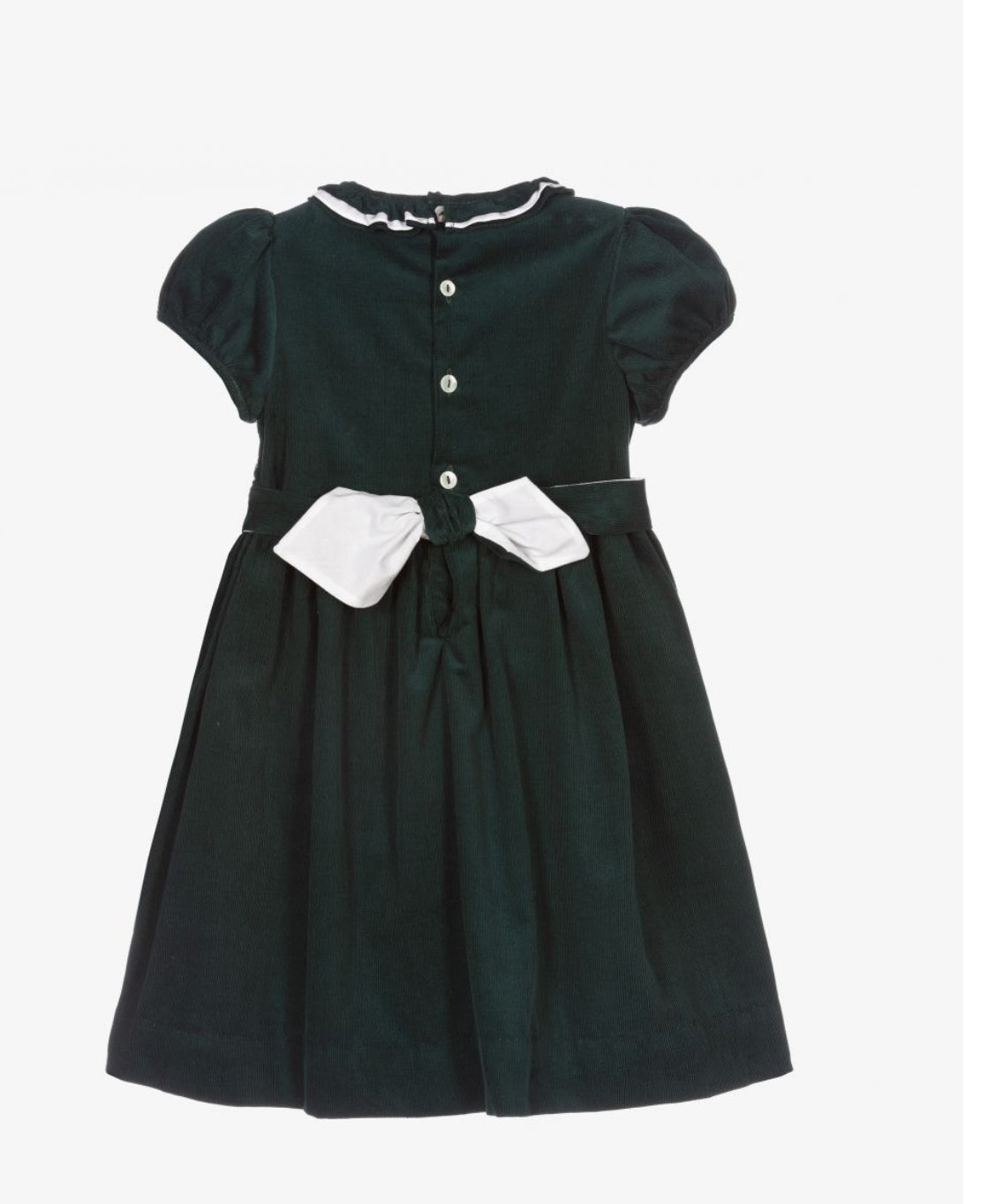 Green Smocked Corduroy Dress
