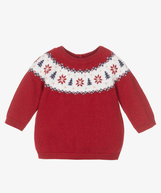 Baby Boys Red Cotton Holiday Sweater