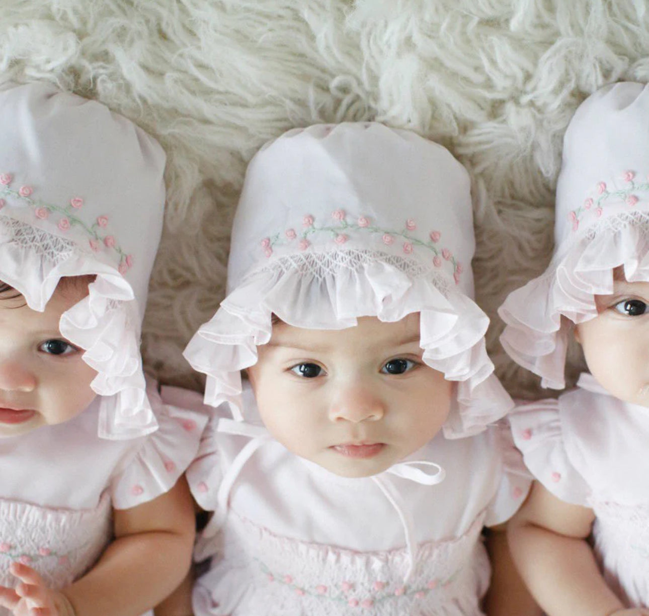 Girls Rose Garden Smocked Bonnet