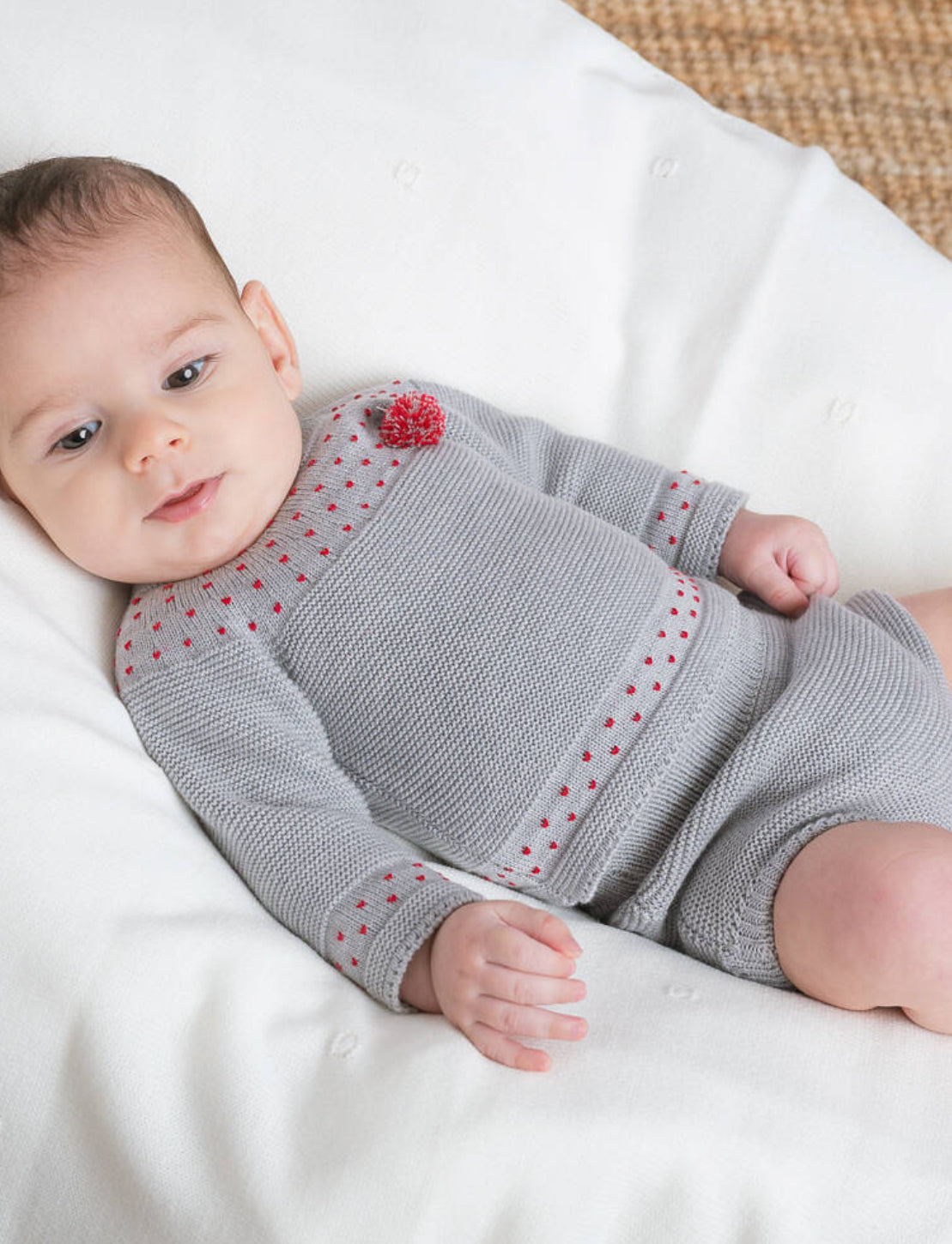 Grey Knit Shorts Ensemble