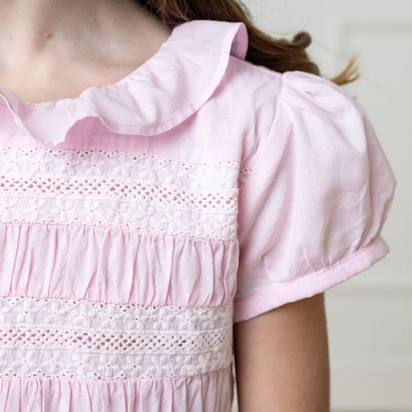 Organic Puff Sleeve Pink Smocked Dress