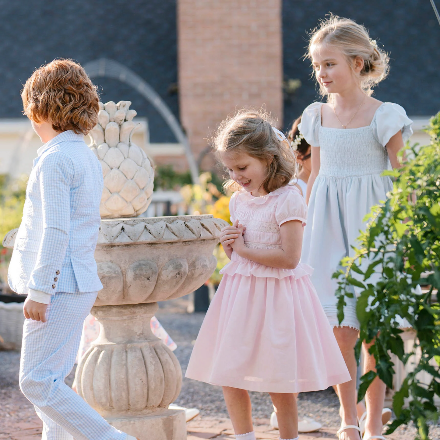 Organic Puff Sleeve Pink Smocked Dress