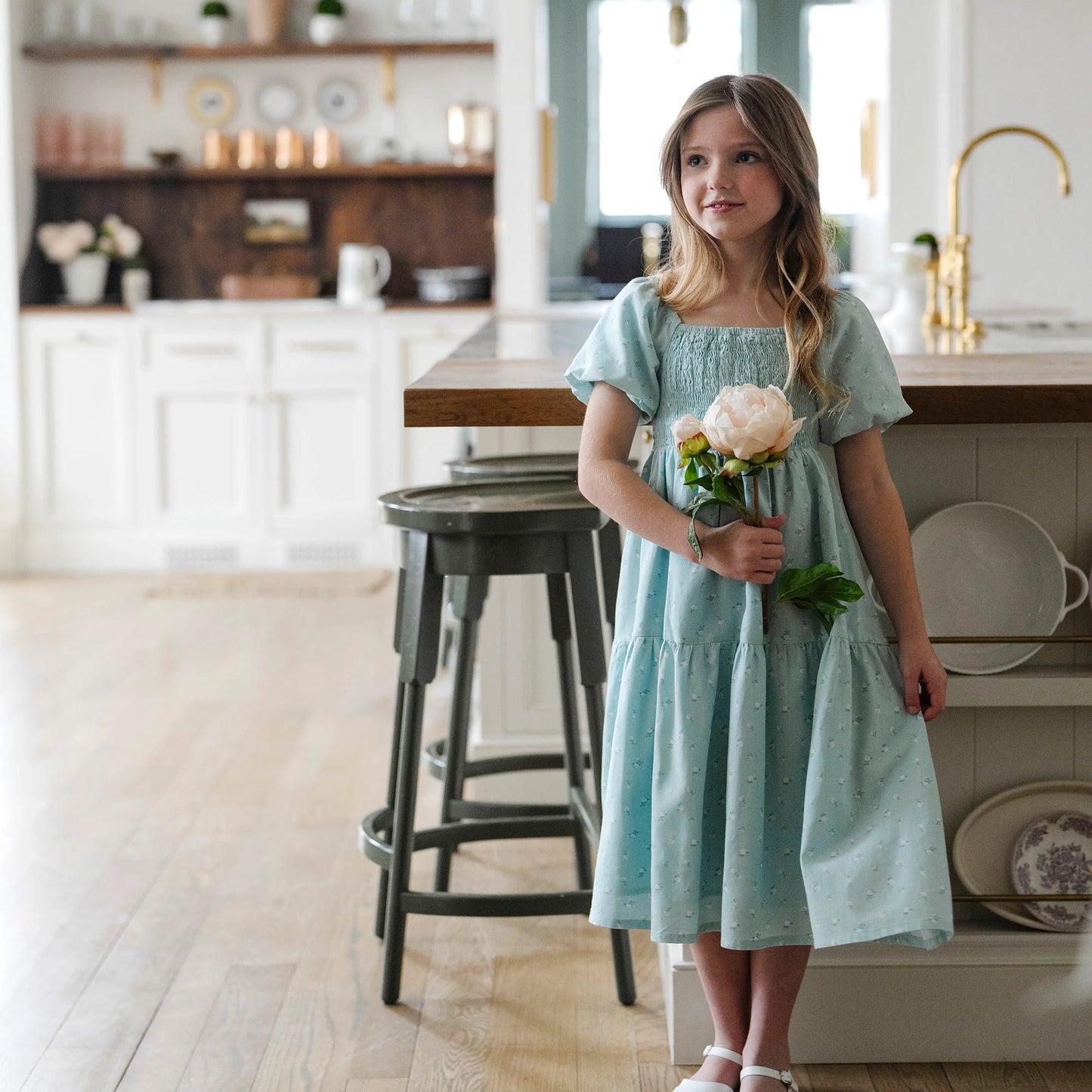 Organic Smocked Bubble Sleeve Dres