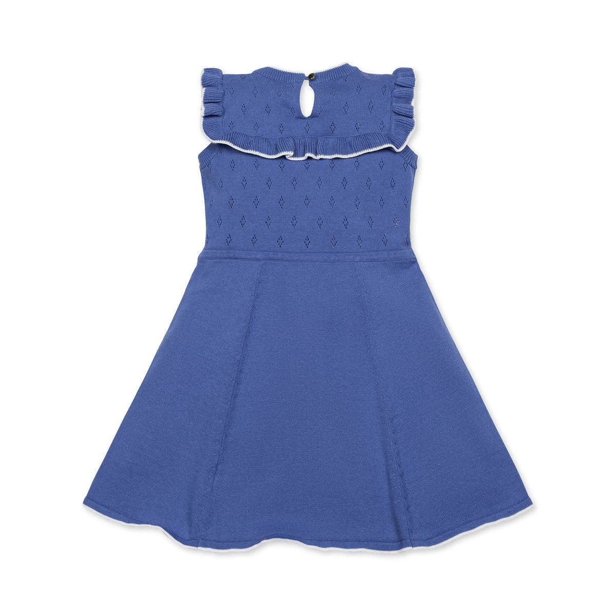 Blue Ruffle Yoke Organic Sweater Dress