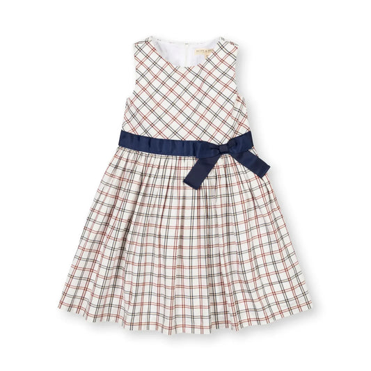Organic Plaid Stretch Poplin Sash Dress