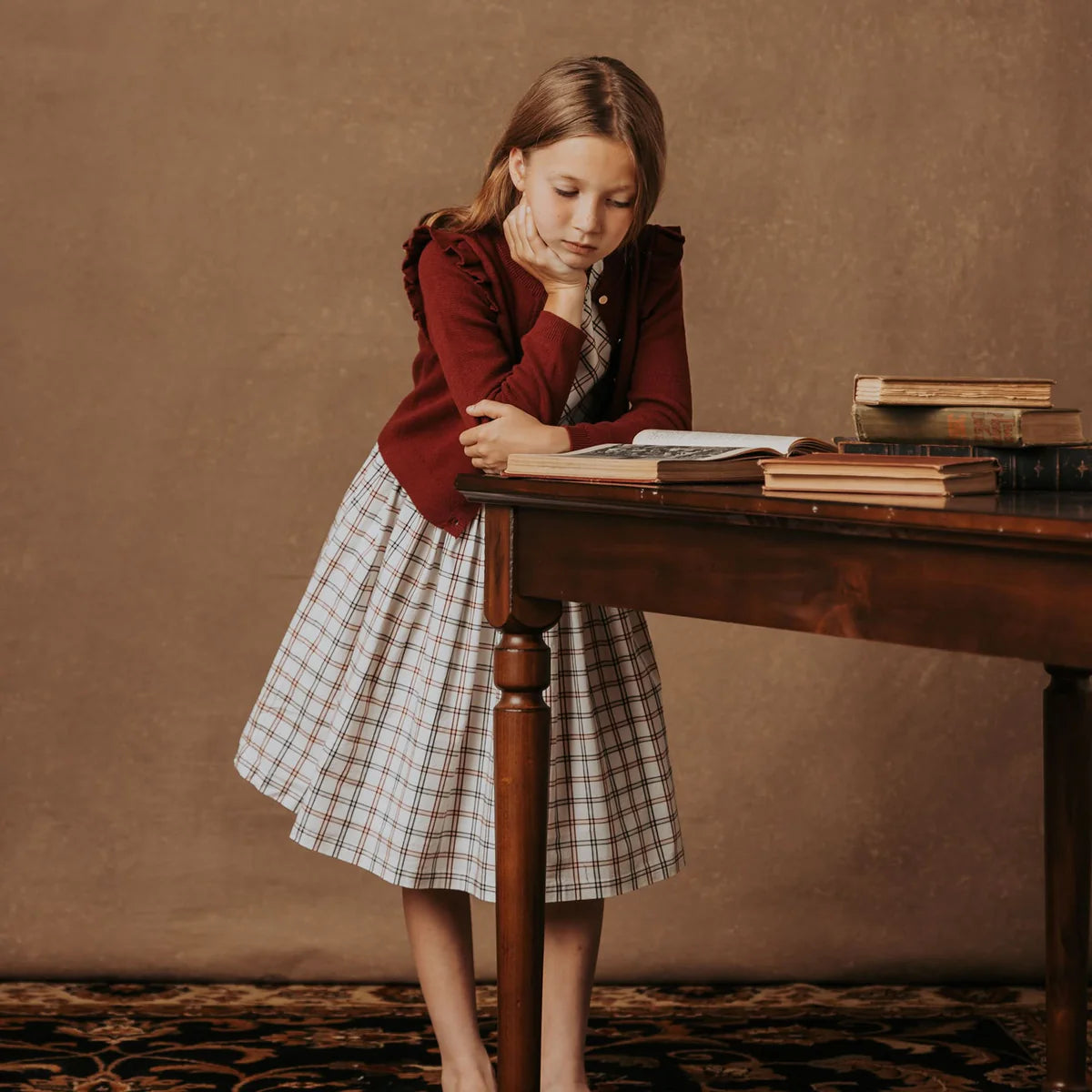 Organic Plaid Stretch Poplin Sash Dress