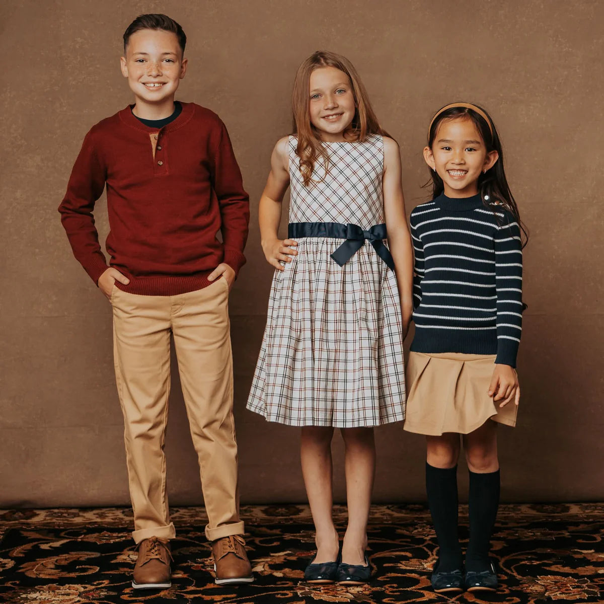 Organic Plaid Stretch Poplin Sash Dress