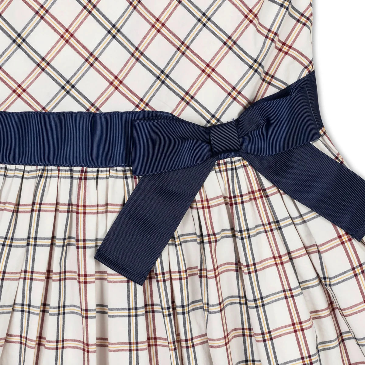 Organic Plaid Stretch Poplin Sash Dress