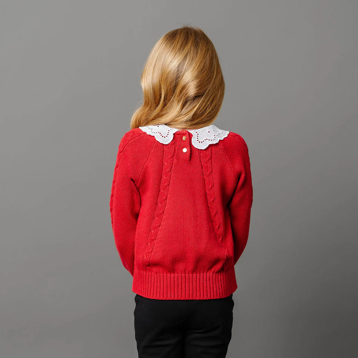 Organic Eyelet Collar Cable Sweater