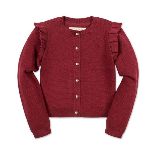 Organic Milano Cranberry Ruffle Cardigan