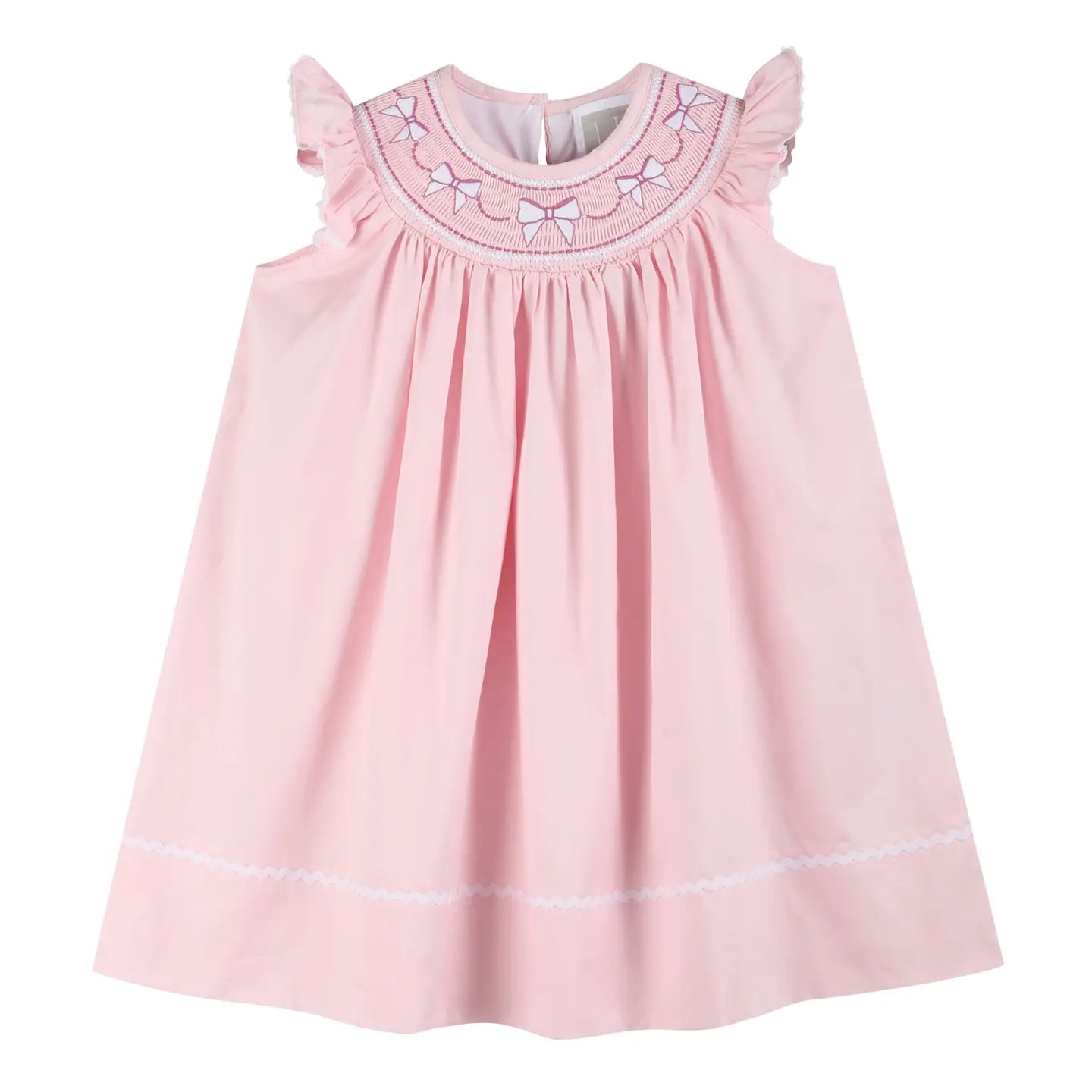Hadley Pink and White Bows Smocked Dress