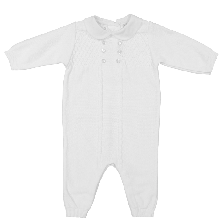 Baby Girls & Boys Diamond Lattice Knit Longall Footie