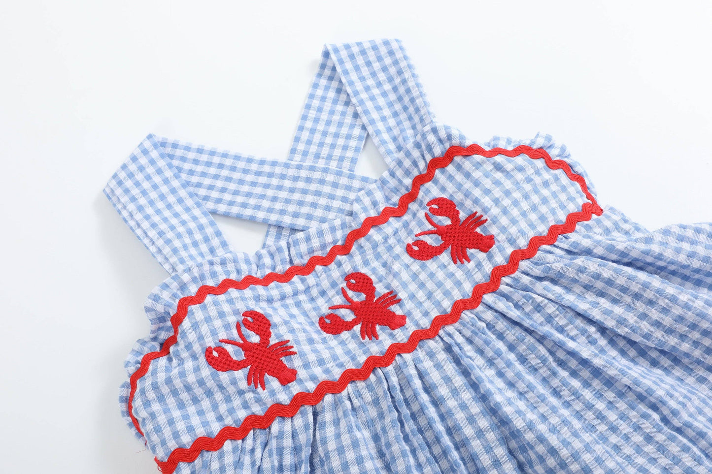 Blue Gingham Crawfish Layered Sundress
