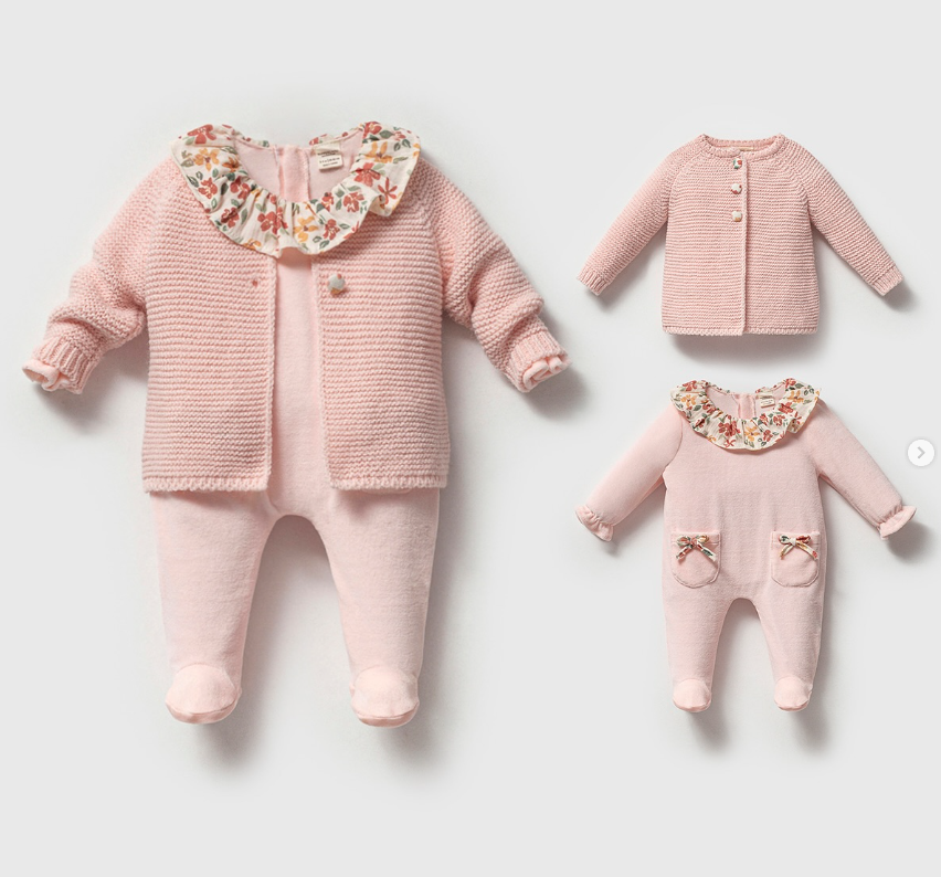 Velvet & Knit Baby Girl Outfit – 2-Piece  Set
