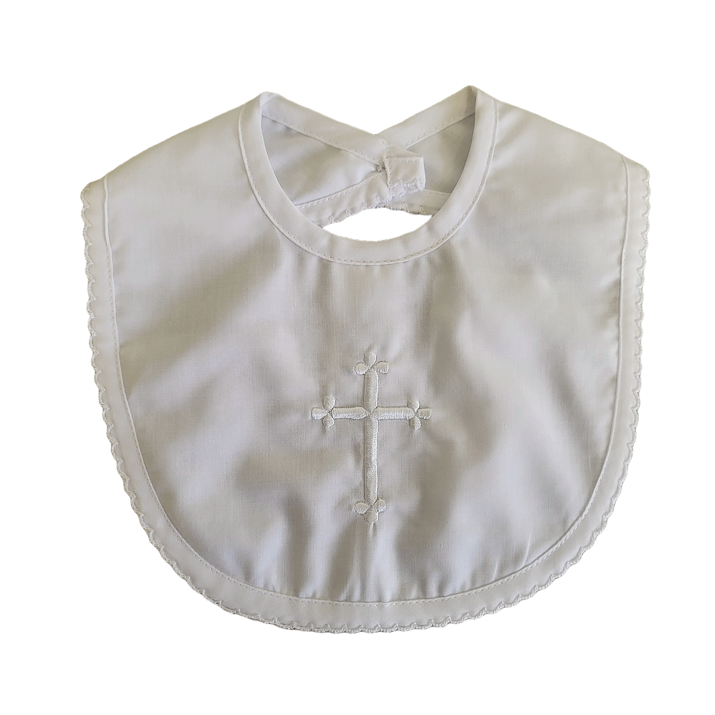 Embroidered Cross Christening Bib