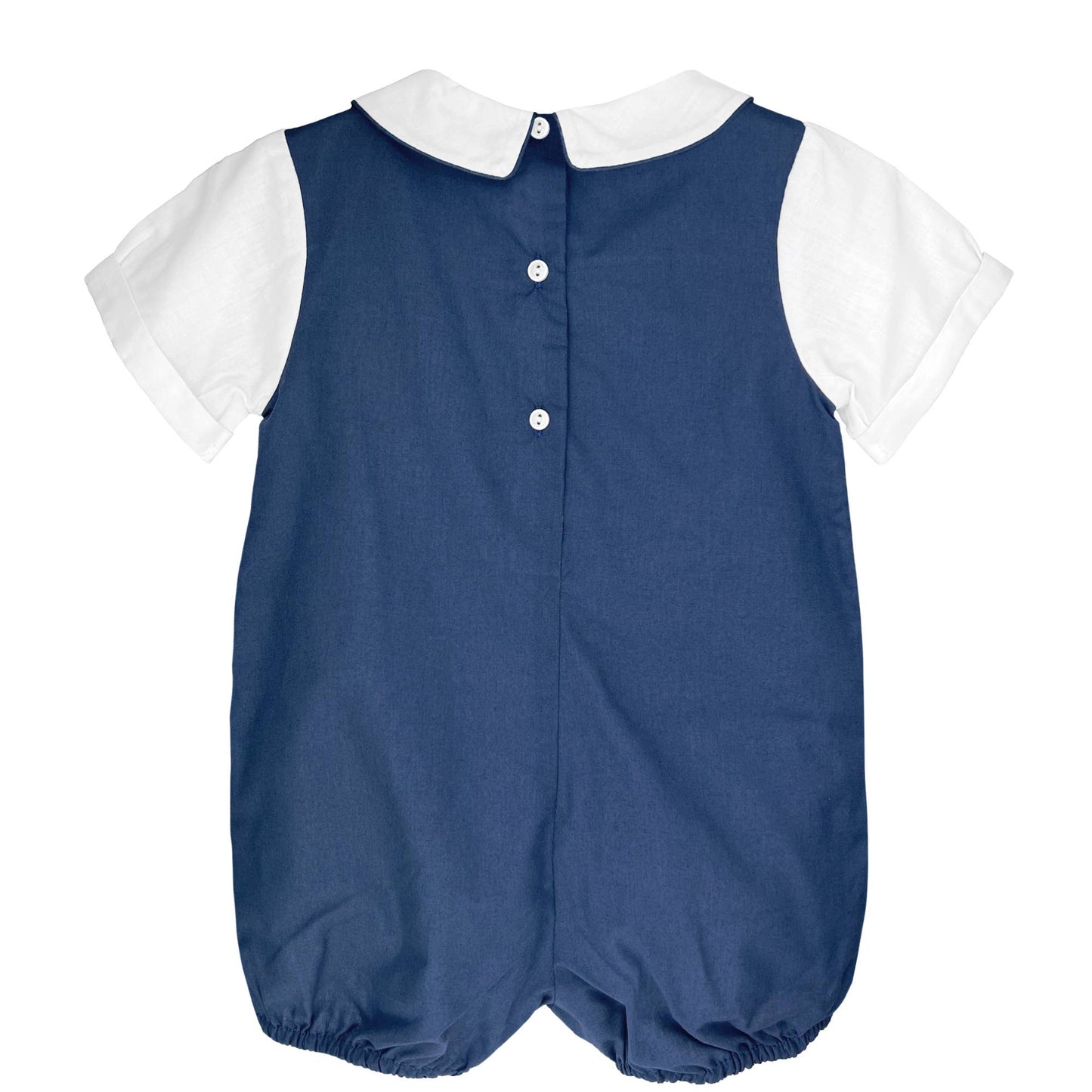 Navy Romper with Side Tabs