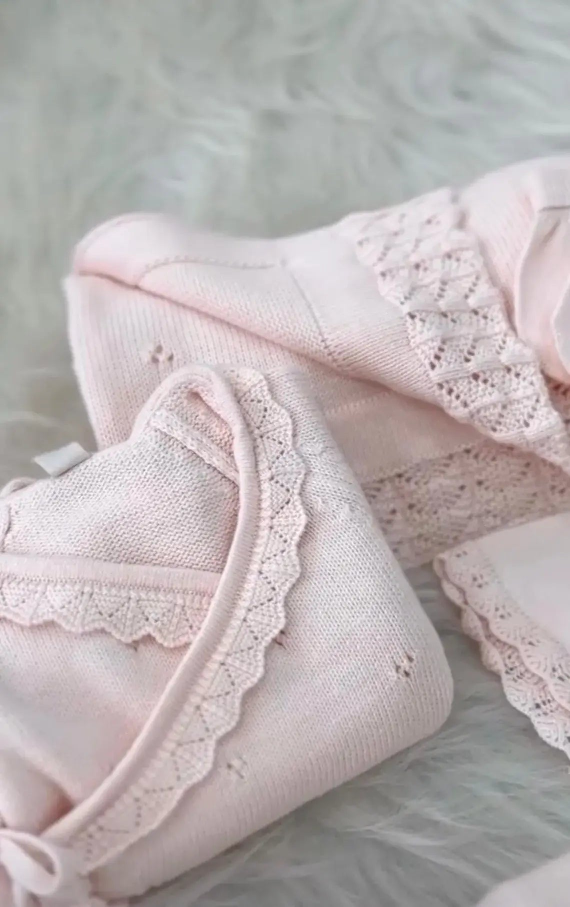 Knitted Newborn Baby Coming Home Outfit Layette Set Cotton