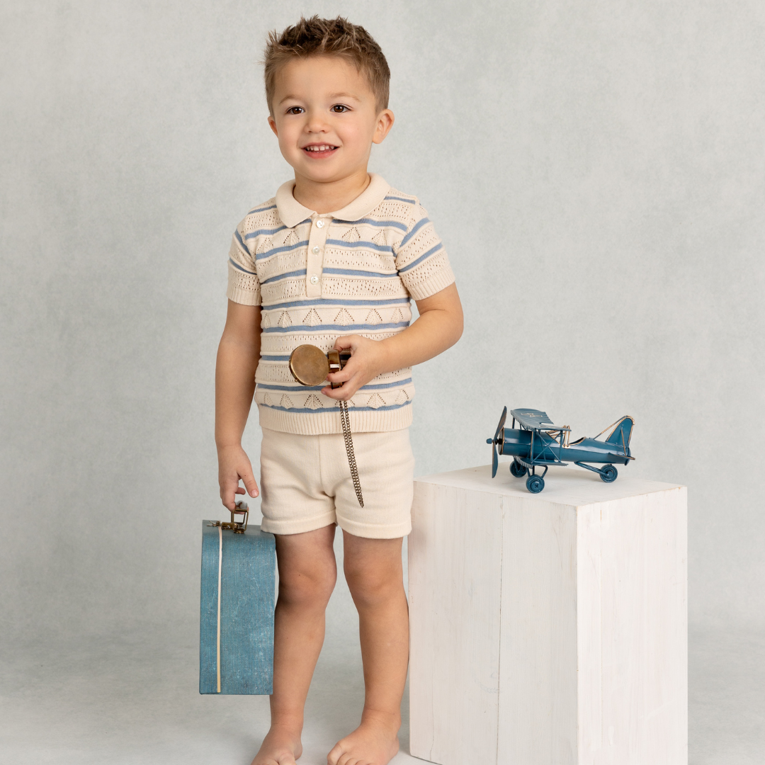 Boys Pointelle Striped Knit Set