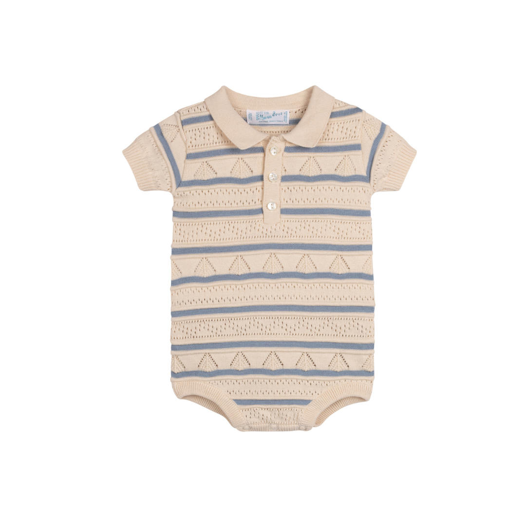 Boys Pointelle Striped Knit Romper